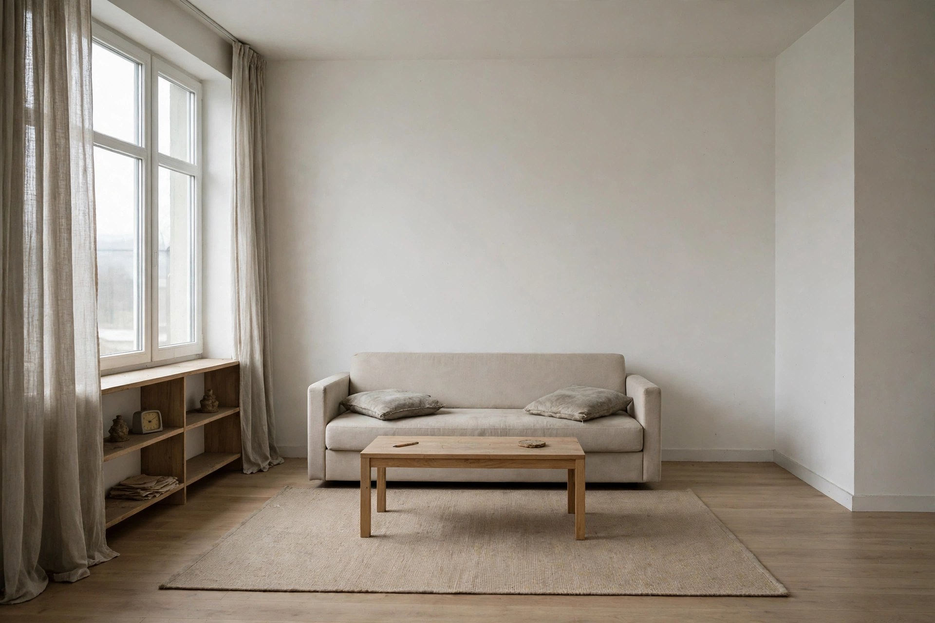 Same room dull and lifeless, before the decor makeover